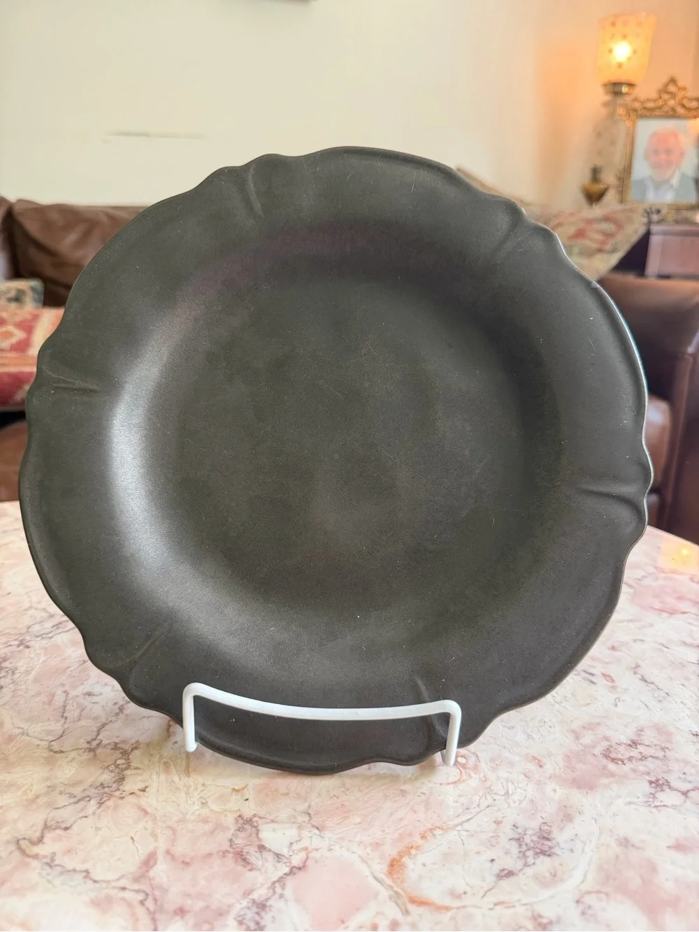 Anthropologie Matte Black Scalloped Ceramic Place Setting - 4 Piece